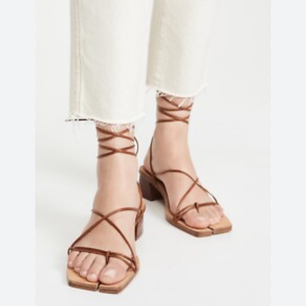 Miista Cimarron Clay Croc Heeled Lace Up Sandals Brown